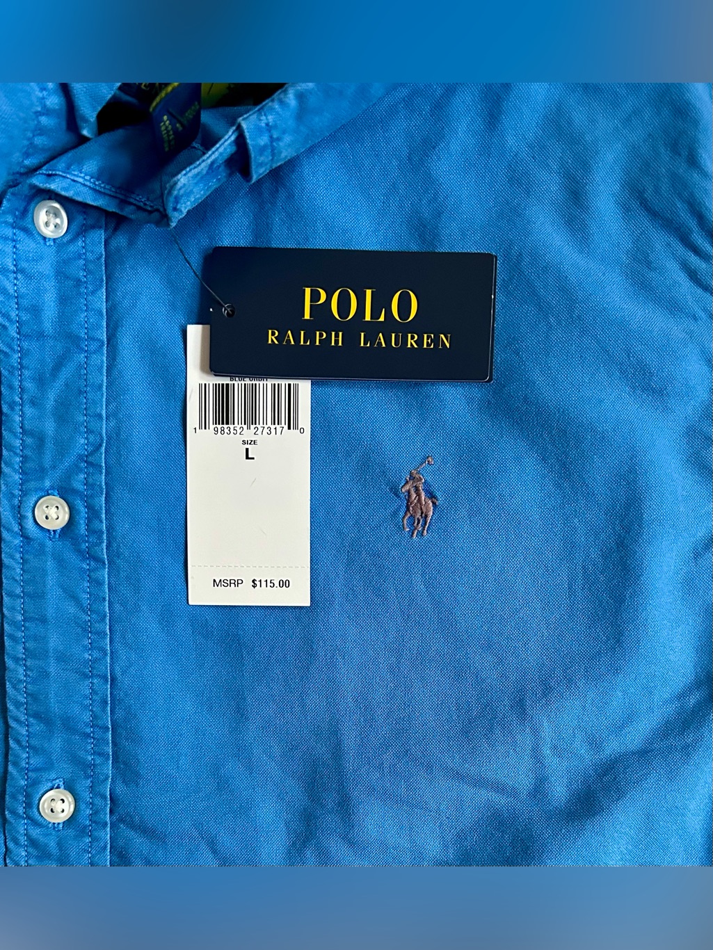 Polo Ralph Lauren Garment-Dyed Oxford S/S Shirt - L - Blue Orbit - Bnwt